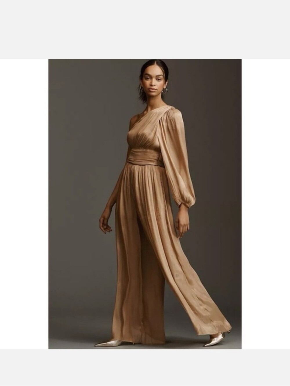 Anthropologie One-Shoulder Metallic Jumpsuit Size 6